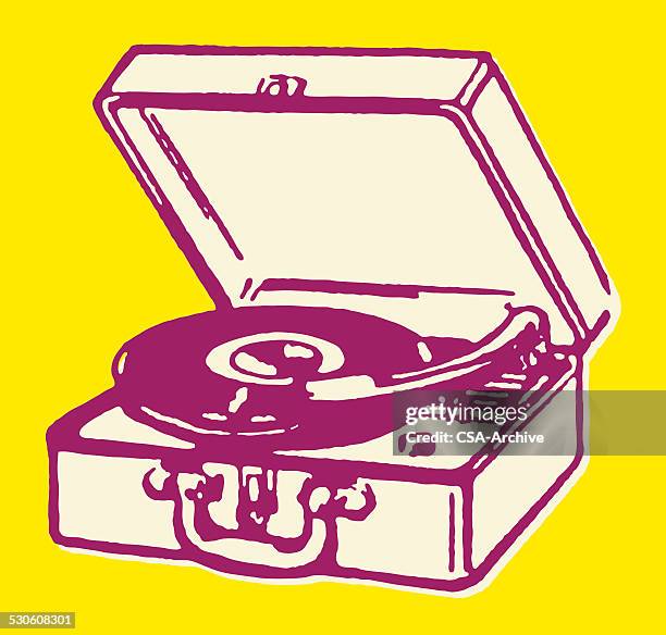 portable record player - gramophone stock illustrations