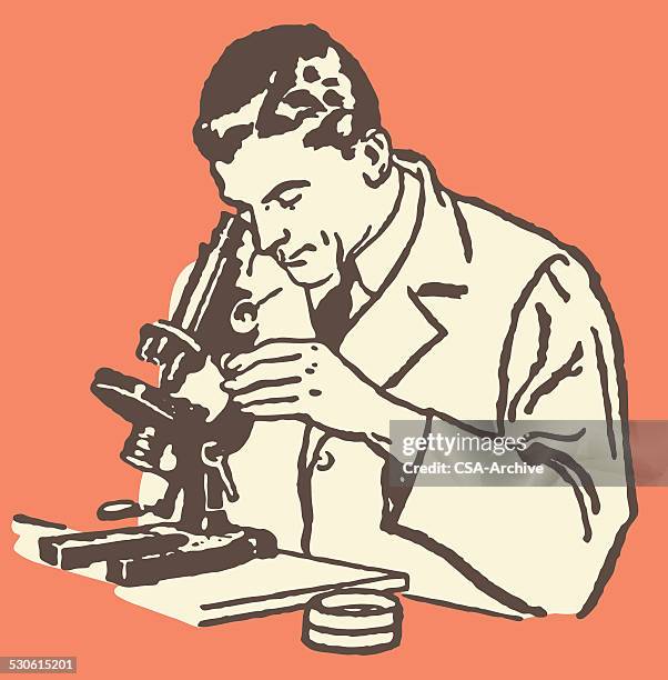 scientist using microscope - scientists microscope stock illustrations