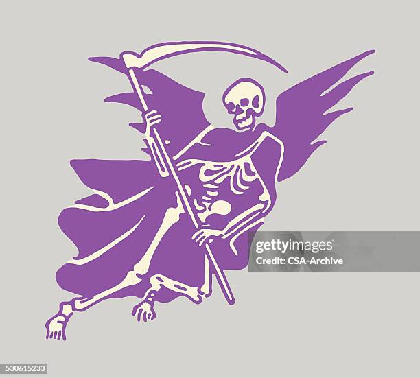 angel of death with scythe - grim reaper scythe stock illustrations