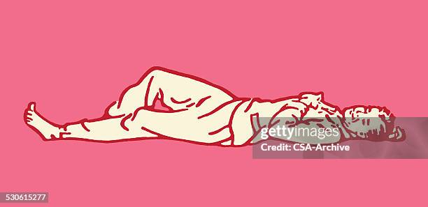 man sleeping on floor - man lying down stock illustrations
