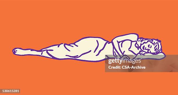 stockillustraties, clipart, cartoons en iconen met woman sleeping on floor - sleeping woman