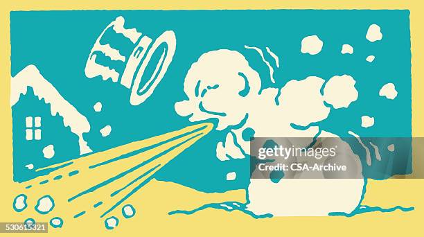 blowing snowman - sneezing stock illustrations