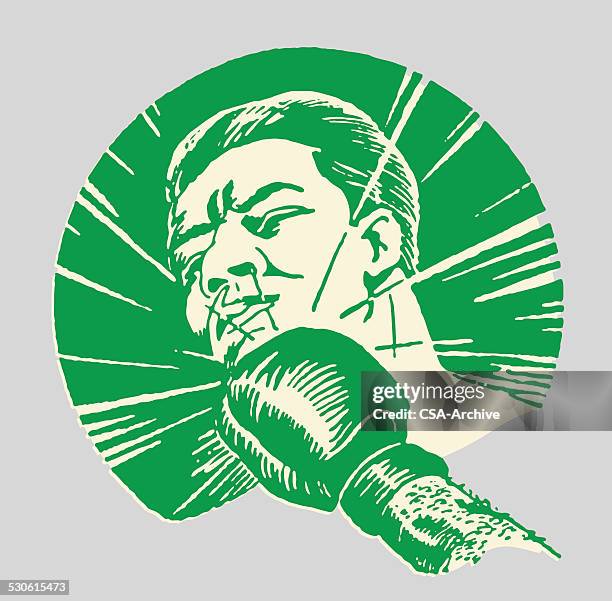 boxer getting punched in face - chin stock illustrations