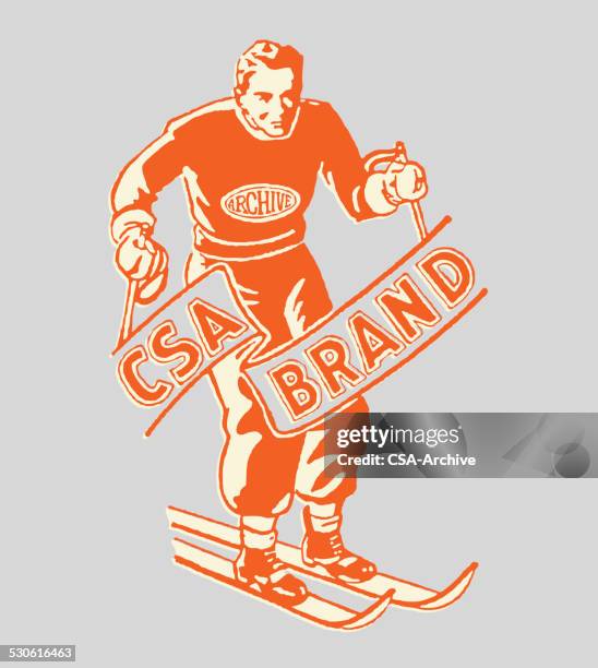 csa brand downhill skier - skier stock illustrations