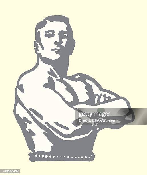 bildbanksillustrationer, clip art samt tecknat material och ikoner med weightlifter posing - biceps