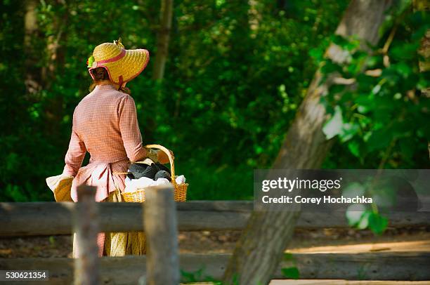 woman in period costume - reenactment stock pictures, royalty-free photos & images