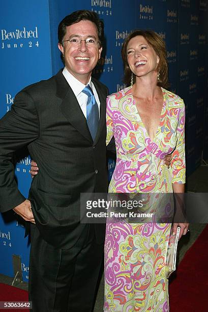 Actor Stephen Colbert and his wife Evelyn attend the premiere of "Bewitched" at the Ziegfeld Theatre on June 13, 2005 in New York City.