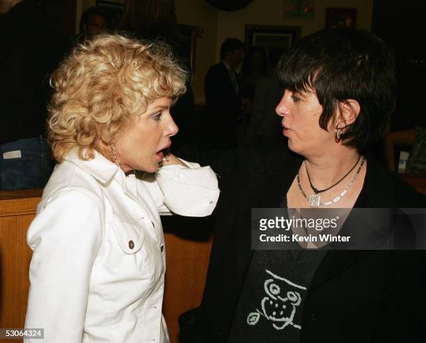 Universal Music's Kathy Nelson and songwriter Diane Warren talk at the afterparty for the premiere of Universal Picture's "The Perfect Man" at the...