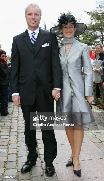 Tom Jacobi and Katherina Freiberg pose for a photograph at the Sankt Severin church on June 11, 2005 at Sylt, in Germany. Michael Stich and Alexandra...