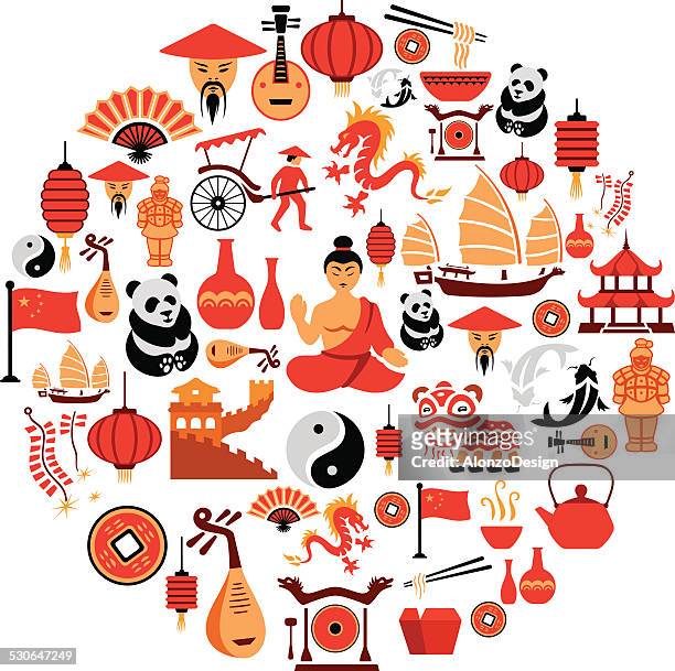 ilustrações, clipart, desenhos animados e ícones de colagem chinês - chinese ethnicity