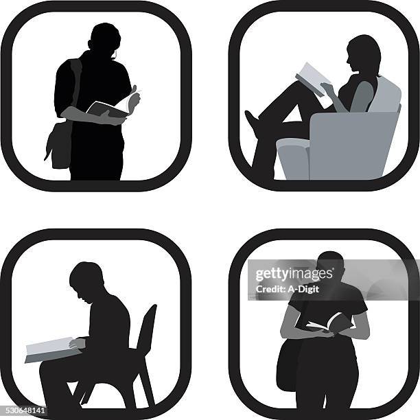 quiettime - middle school reading stock illustrations