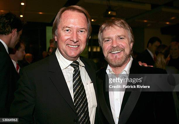 Music manager Glenn Wheatley and rock singer Billy Thorpe attend the "Big Night Out Cocktail Party" at the Establishment on June 14, 2005 in Sydney,...