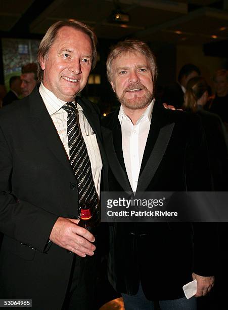 Music manager Glenn Wheatley and rock singer Billy Thorpe attend the "Big Night Out Cocktail Party" at the Establishment on June 14, 2005 in Sydney,...