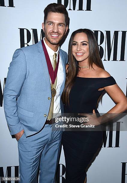 Andy Grammer, Aijia Lise arrives at the 64th Annual BMI Pop Awards at the Beverly Wilshire Four Seasons Hotel on May 10, 2016 in Beverly Hills,...