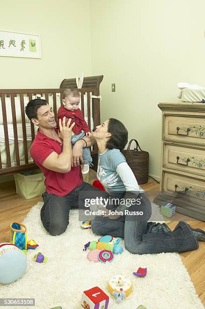 Actor Frank Grillo and Wendy Moniz are photographed with son Liam on January 8, 2005 at home.