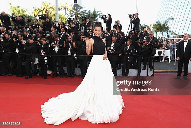 Li Bing Bing attends the "Cafe Society" premiere and the Opening Night Gala during the 69th annual Cannes Film Festival at the Palais des Festivals...