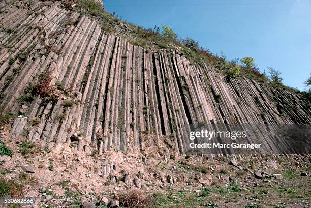 old basalt quarry - auvergne stock pictures, royalty-free photos & images