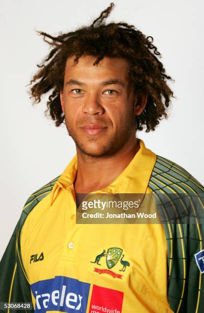 Andrew Symonds of Australia poses for a headshot during a photo call ahead of their tour of England May 31, 2005 in Brisbane, Australia.