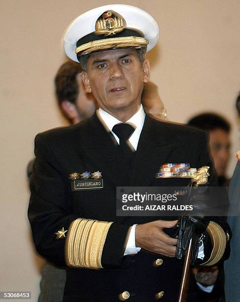 El almirante Marco Antonio Justiniano es designado por el presidente Eduardo Rodriguez como comandante en jefe de la Fuerzas Armadas el 14 de junio...