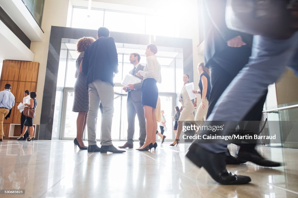 Group of business people standing and talking in office