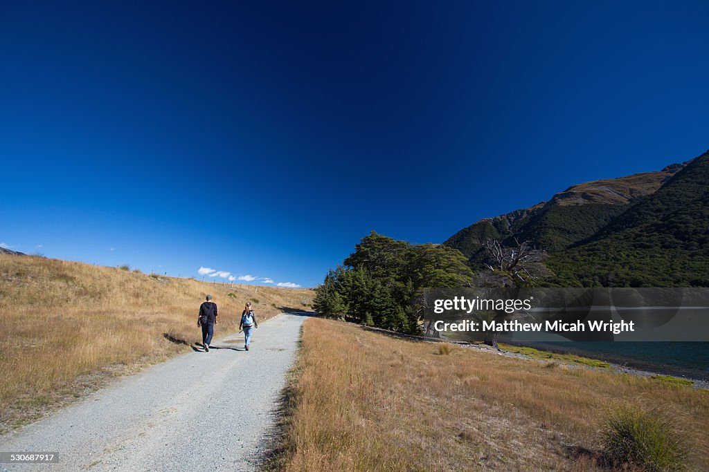 Hiking next to Lake Mavora