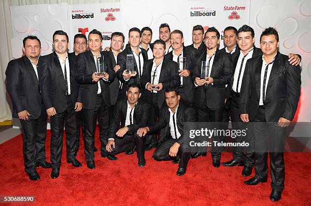 Backstage -- Pictured: La Arrolladora Banda El Limon backstage during the 2014 Billboard Latin Music Awards, from Miami, Florida at BankUnited...