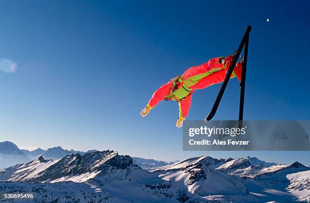 skier in air, austria alps - somersault stock pictures, royalty-free photos & images