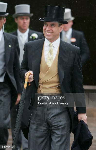 Prince Andrew the Duke of York arrives for the second day of Royal Ascot held at York Racecourse on June 15, 2005 in York, England. This year's Royal...