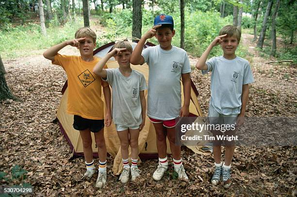 cub scouts saluting - boy scouts of america stock pictures, royalty-free photos & images