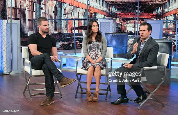 Stephen Amell,Megan Fox and Diego Schoening On The Set Of Telemundos "Un Nuevo Dia" in support of the film "Teenage Mutant Ninja Turtles: Out Of The...