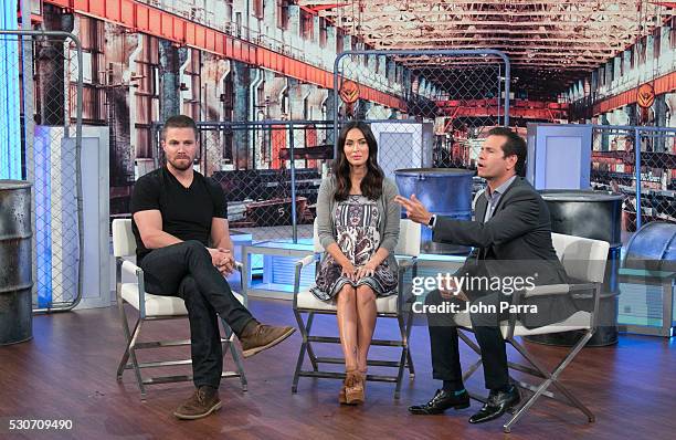 Stephen Amell,Megan Fox and Diego Schoening On The Set Of Telemundos "Un Nuevo Dia" in support of the film "Teenage Mutant Ninja Turtles: Out Of The...