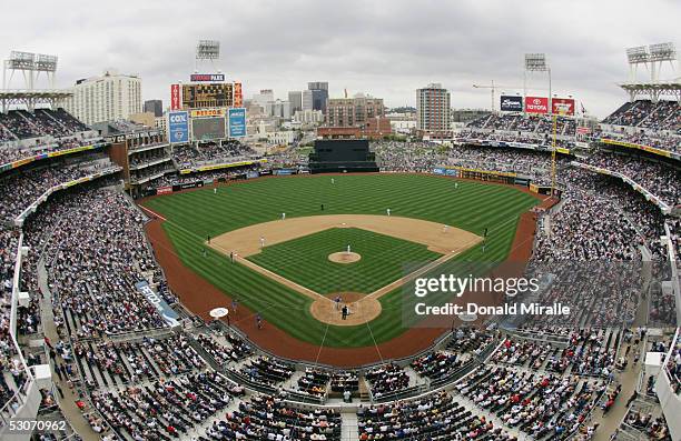 General view of Petco Park is shown during the San Diego Padres game against the Chicago Cubs on June 5, 2005 in San Diego, California.