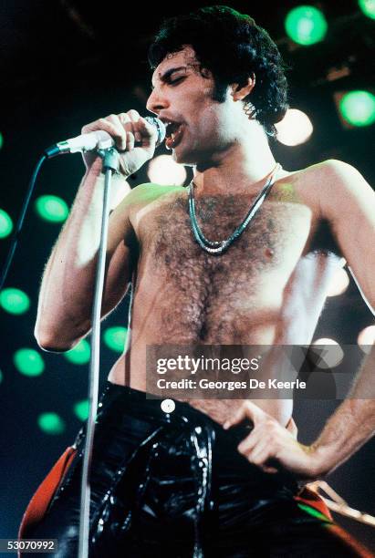 Freddie Mercury of the rock band Queen performs in concert June 1979 in Paris, France.