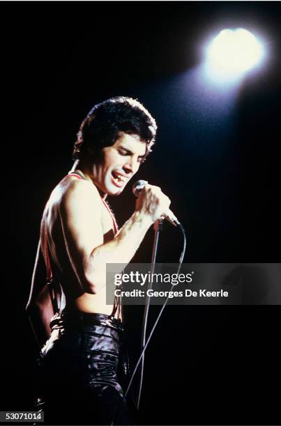 Freddie Mercury of the rock band Queen performs in concert June 1979 in Paris, France.