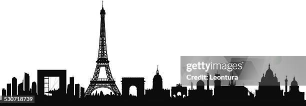 paris (buildings can be moved) - urban skyline silhouette stock illustrations