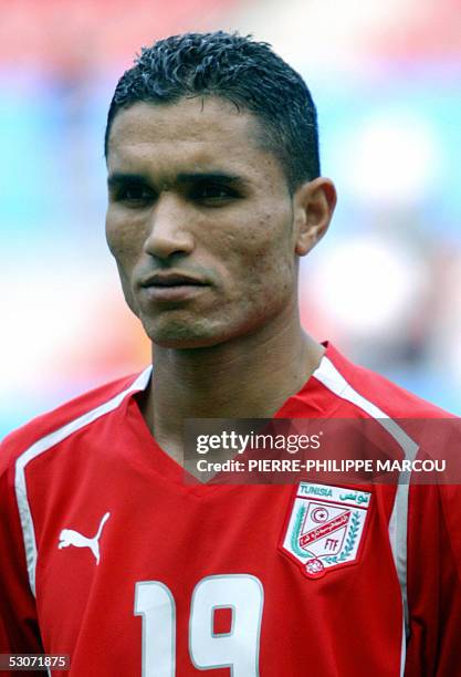 Tunisian defender Anis Ayari poses prior to the Confederations cup football match Argentina vs Tunisia, 15 June 2005 at the RheinEnergie stadium in...