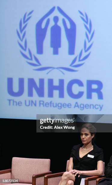 Actress and Goodwill Ambassador for the United Nations High Commissioner for Refugees Angelina Jolie attends the opening ceremony to mark the launch...