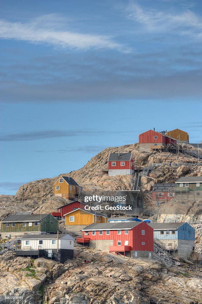 Houses in a remote Greenland village