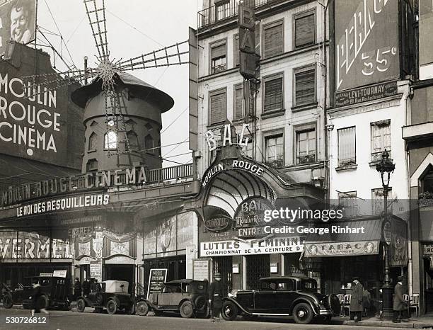 Paris, France: Street view outside the Moulin Rouge in the heart of Montmartre. Undated photograph.