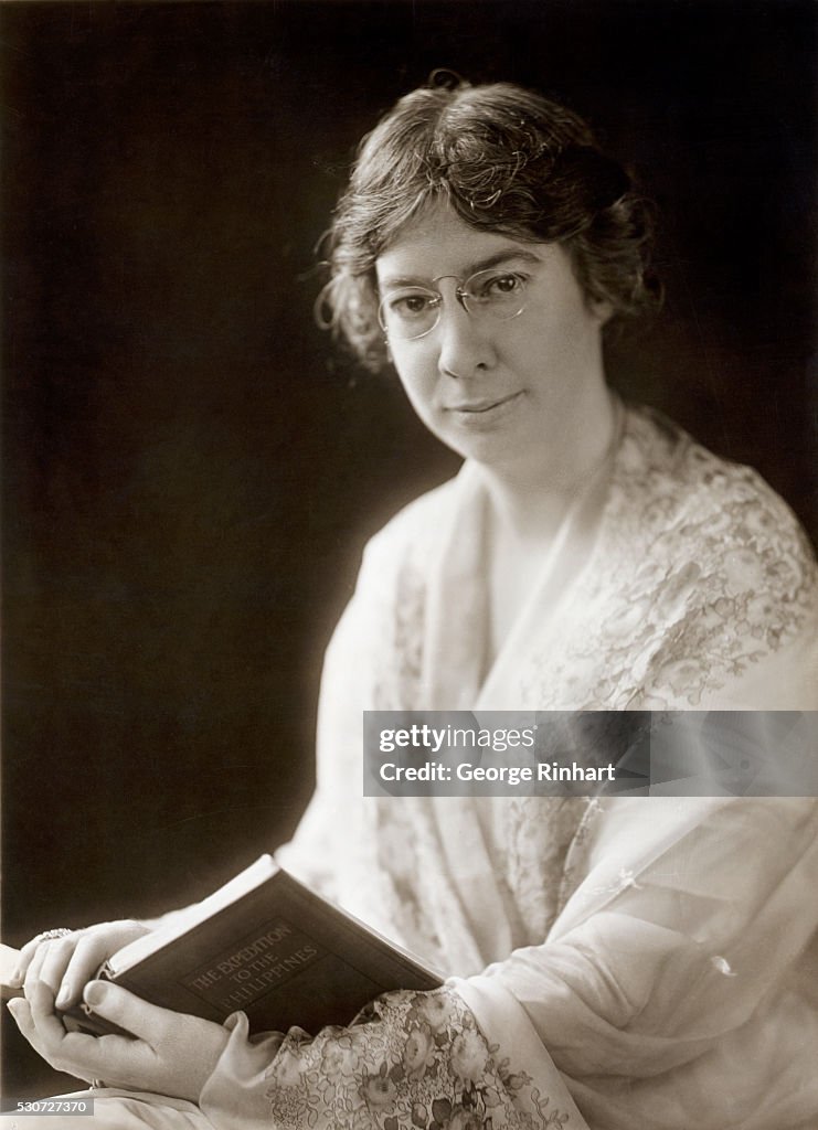Poet Sara Teasdale Sitting with Book