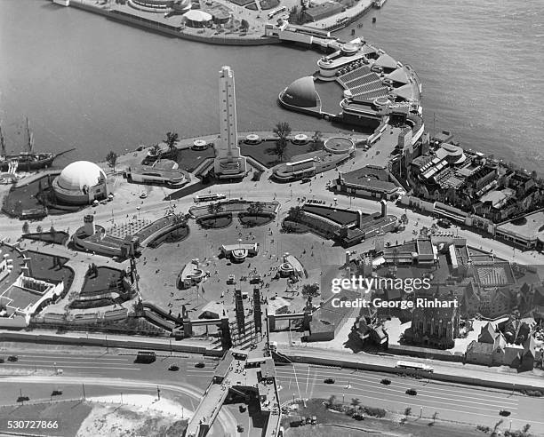 Chicago, IL: General view of the World's Fair, looking North toward Swift's Theater, which featured the Chicago Symphony Orchestra for ten weeks, and...