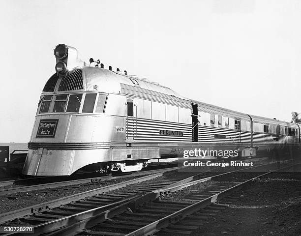 The original Zephyr Train, placed in service on the Burlington in 1934, was the first diesel-powered stream-lined passenger train in America. Undated...