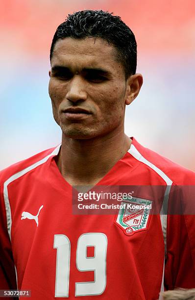 Anis Ayari of Tunisia is pictured before the FIFA Confederations Cup Match between Argentina and Tunisia at the Rhein Energy Stadium on June 15, 2005...