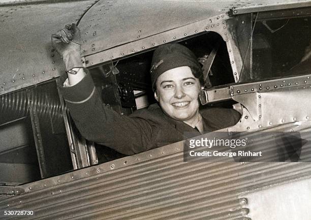 Miss Helen Rickey, first woman to be employed as pilot of an airline has resigned her position, declaring that discrimination because of her sex by...
