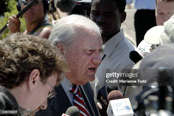 James McIntyre, the defense attorney for Edgar Ray Killen, talks with reporters outside the Neshoba County Courthouse on June 15, 2005 in...