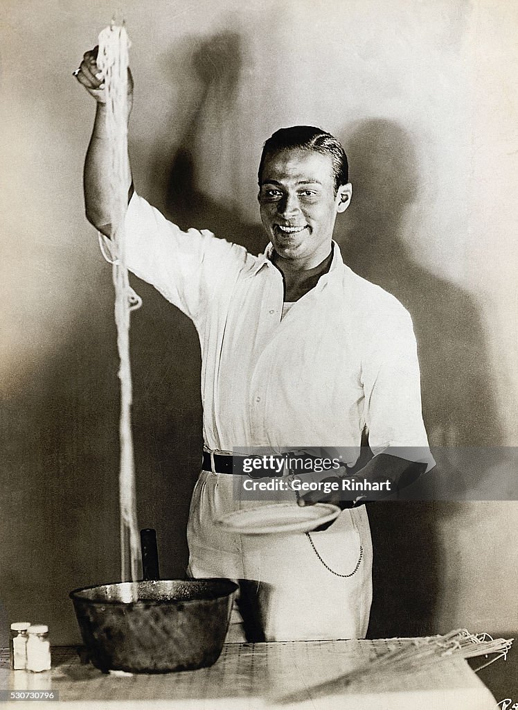 Rudolph Valentino Getting Plate Of Pasta
