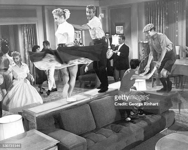 Jitterbug dancers are shown doing routines in scenes from "Don't Knock the Rock," the 1956 Columbia Pictures musical starring Bill Haley and His...