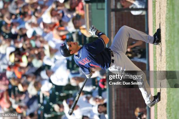 June 12: Casey Blake of the Cleveland Indians bats during the game against the San Francisco Giants at SBC Park on June 12, 2005 in San Francisco,...