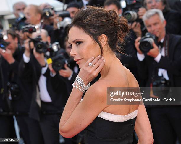 Designer Victoria Beckham attends the "Cafe Society" premiere and the Opening Night Gala during the 69th annual Cannes Film Festival at the Palais...