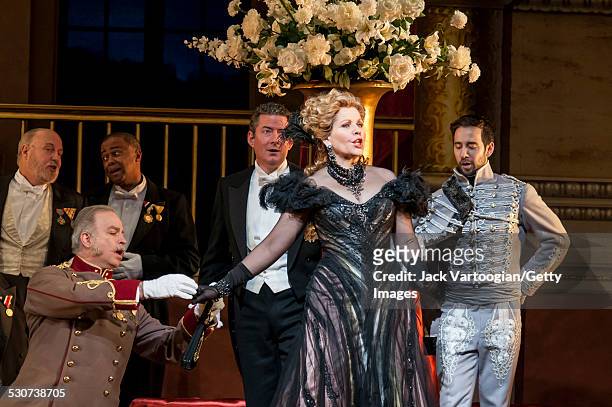 American soprano Renee Fleming performs at the final dress rehearsal prior to the premiere of the new Metropolitan Opera/Susan Stroman production of...